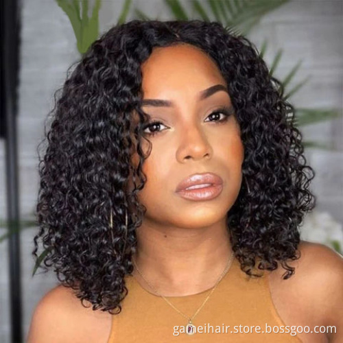 Glueless Peruvian Bob Wigs Lace Front  Cut Short Hd  Lace front Bob Wigs Curly Hd Lace Frontal Bob Virgin Human Hair Wigs